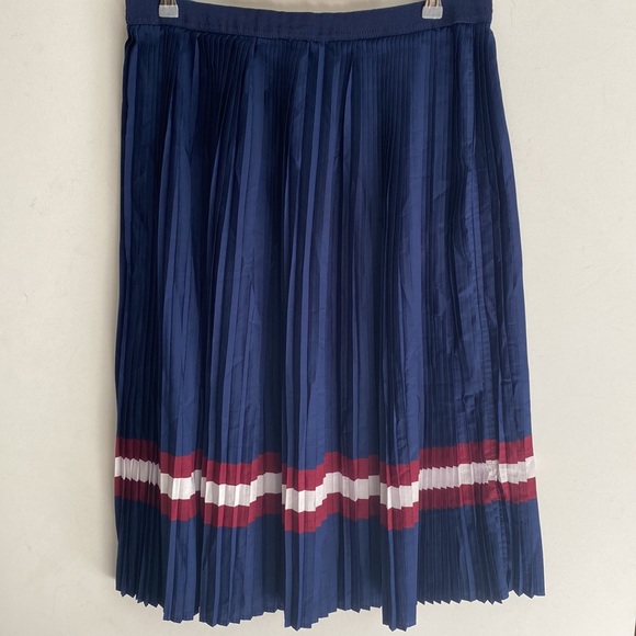 Dip Blue Pleated Midi Skirt with Stripes Size XL - Picture 7 of 8